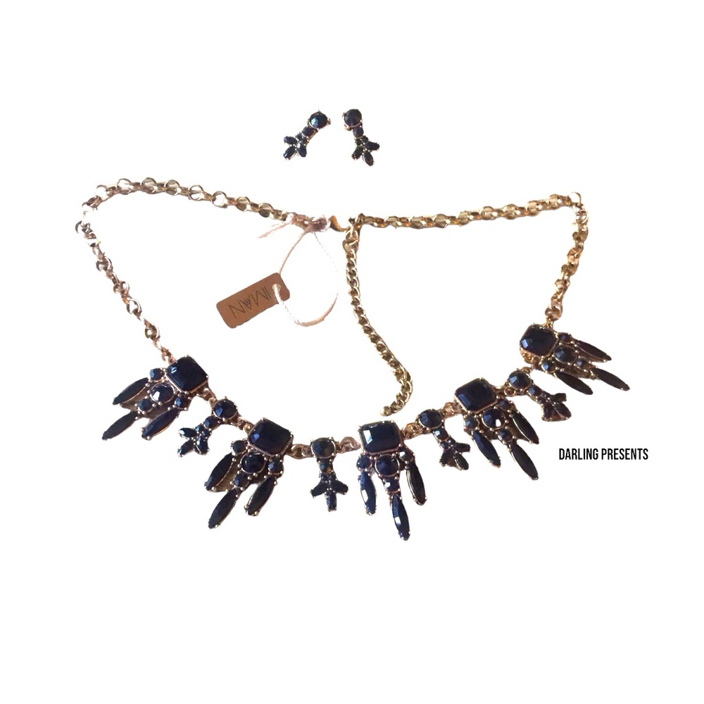 IMAN Global Chic Matching Earrings & Necklace Set Women Color Black